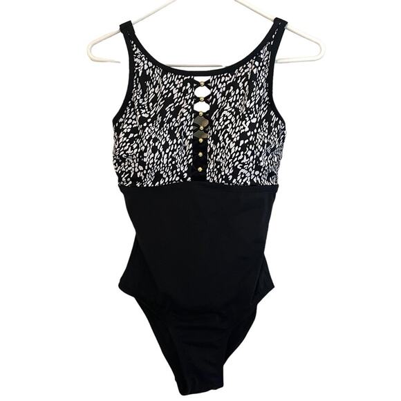 Swimsuits for All Black White High Neck One Piece Swimsuit NWT Size 4 - Picture 4 of 10